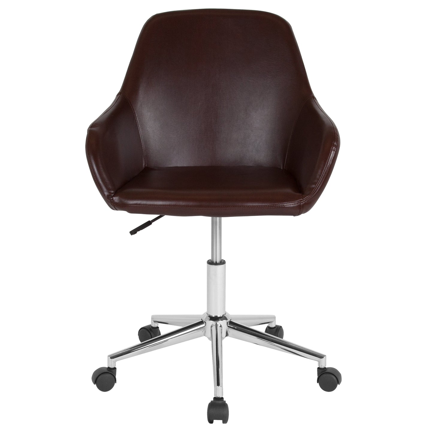 Brown Leather Mid-Back Chair DS-8012LB-BRN-GG