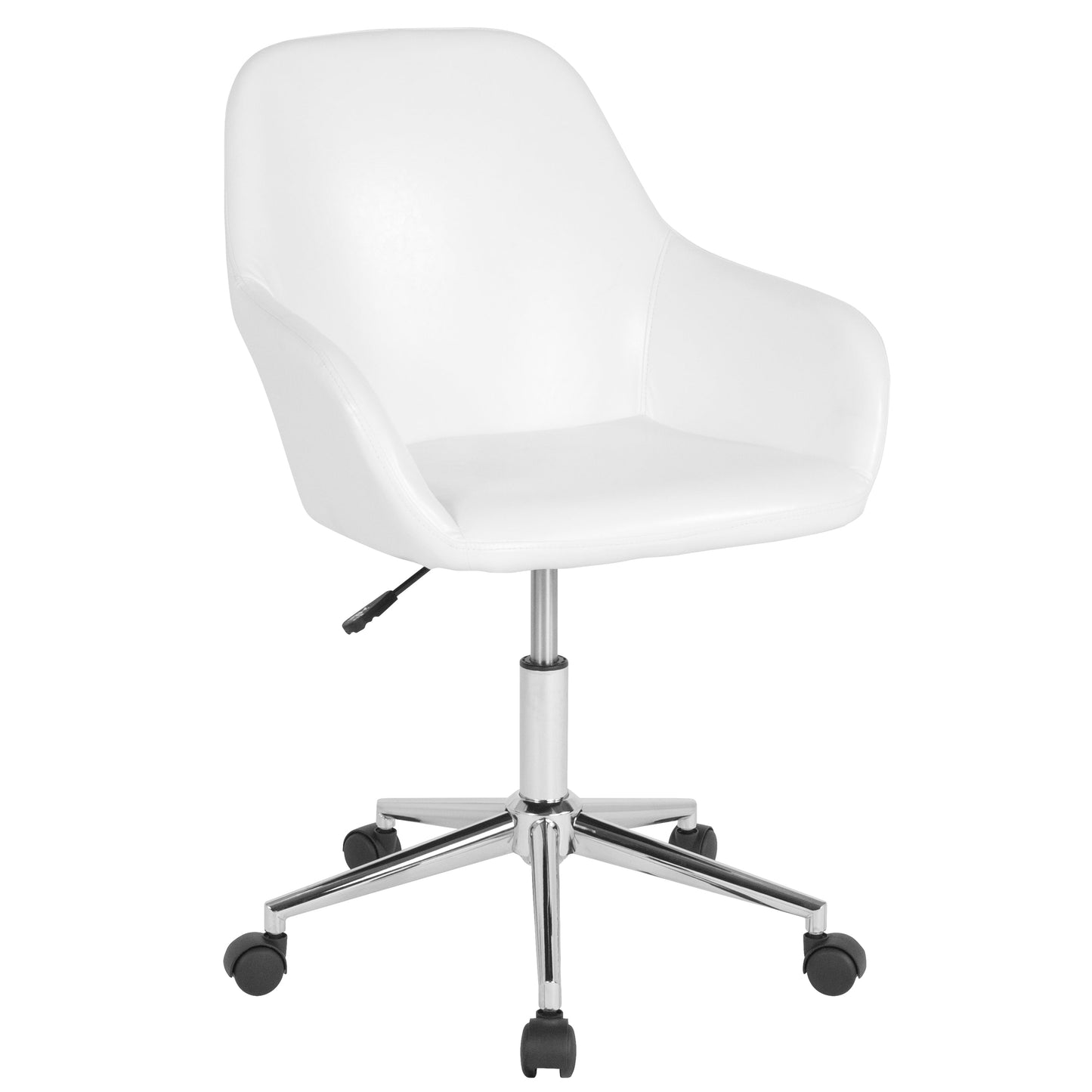 White Leather Mid-Back Chair DS-8012LB-WH-GG