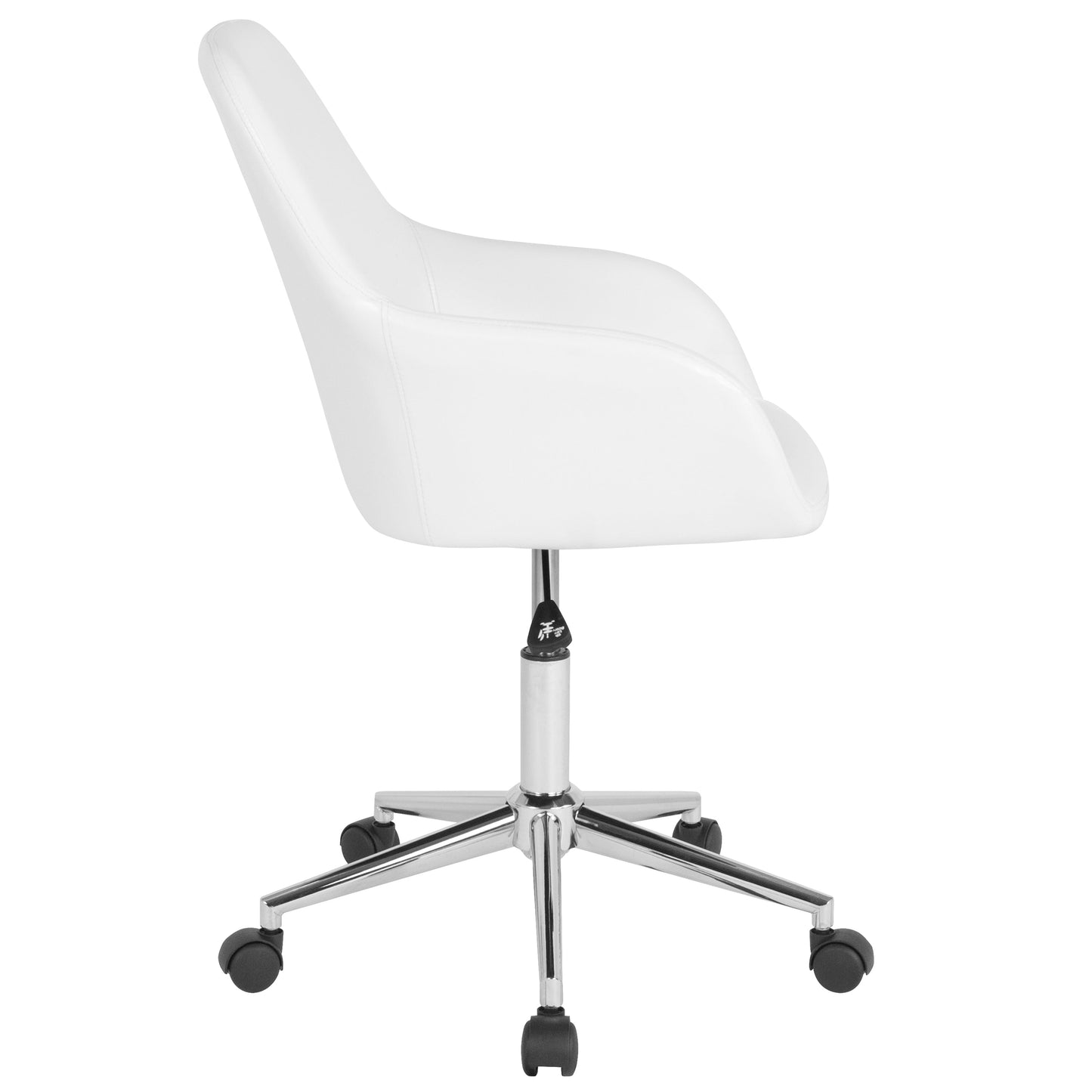 White Leather Mid-Back Chair DS-8012LB-WH-GG