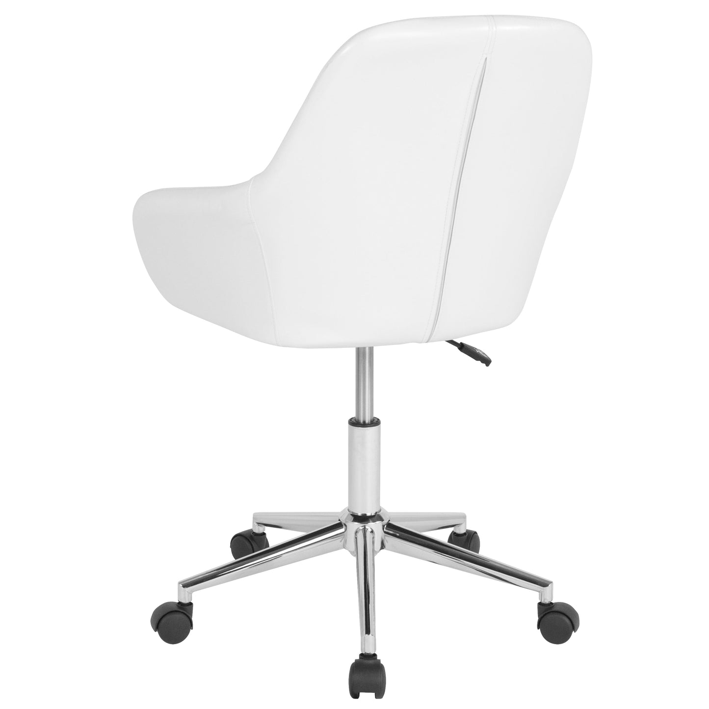 White Leather Mid-Back Chair DS-8012LB-WH-GG