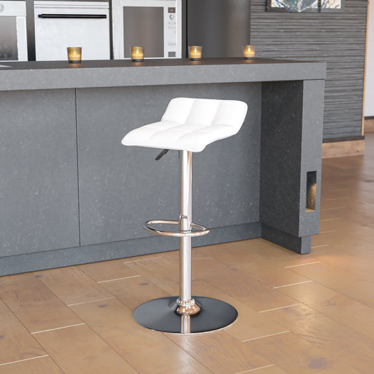 White Vinyl Barstool DS-801B-WH-GG