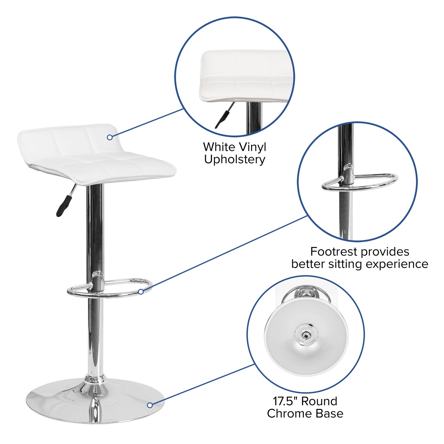 White Vinyl Barstool DS-801B-WH-GG