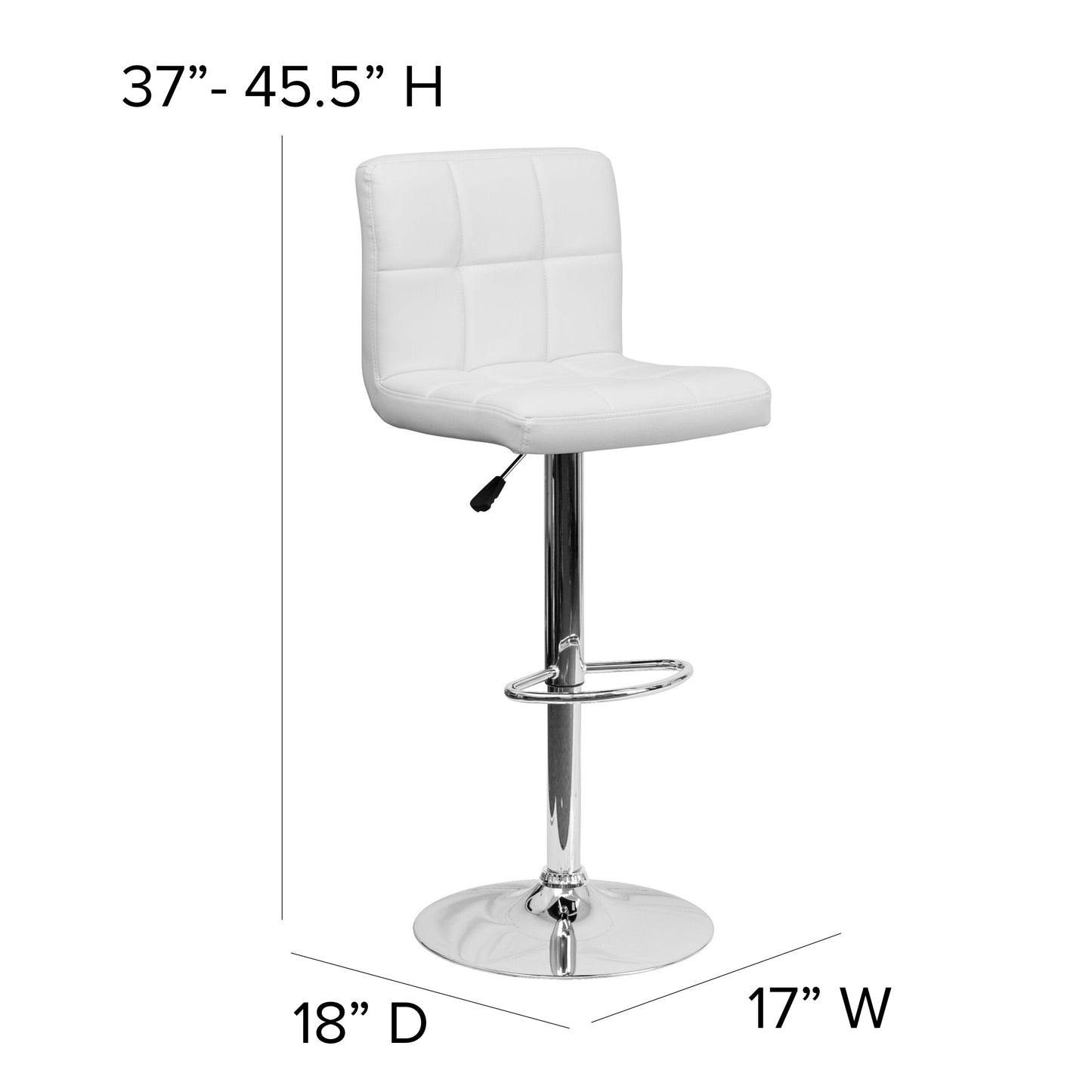 White Quilted Vinyl Barstool DS-810-MOD-WH-GG