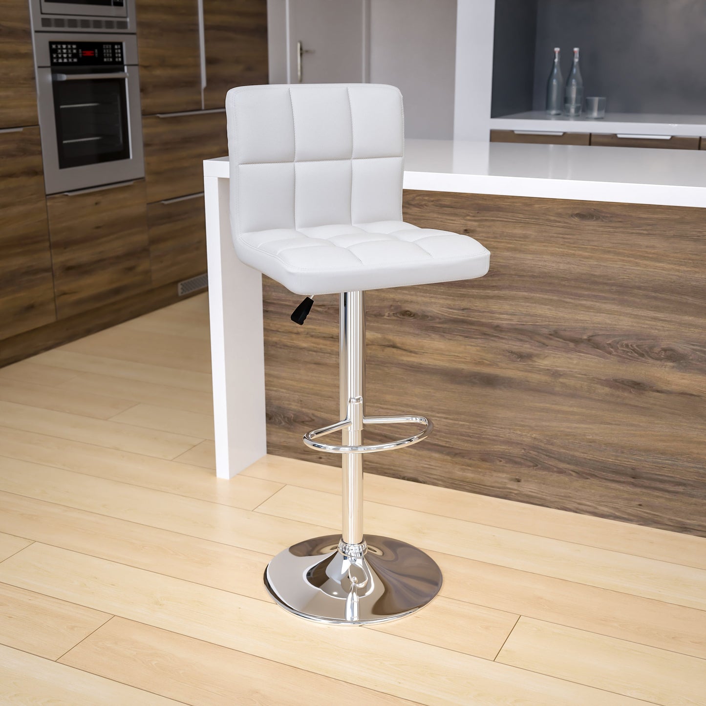 White Quilted Vinyl Barstool DS-810-MOD-WH-GG