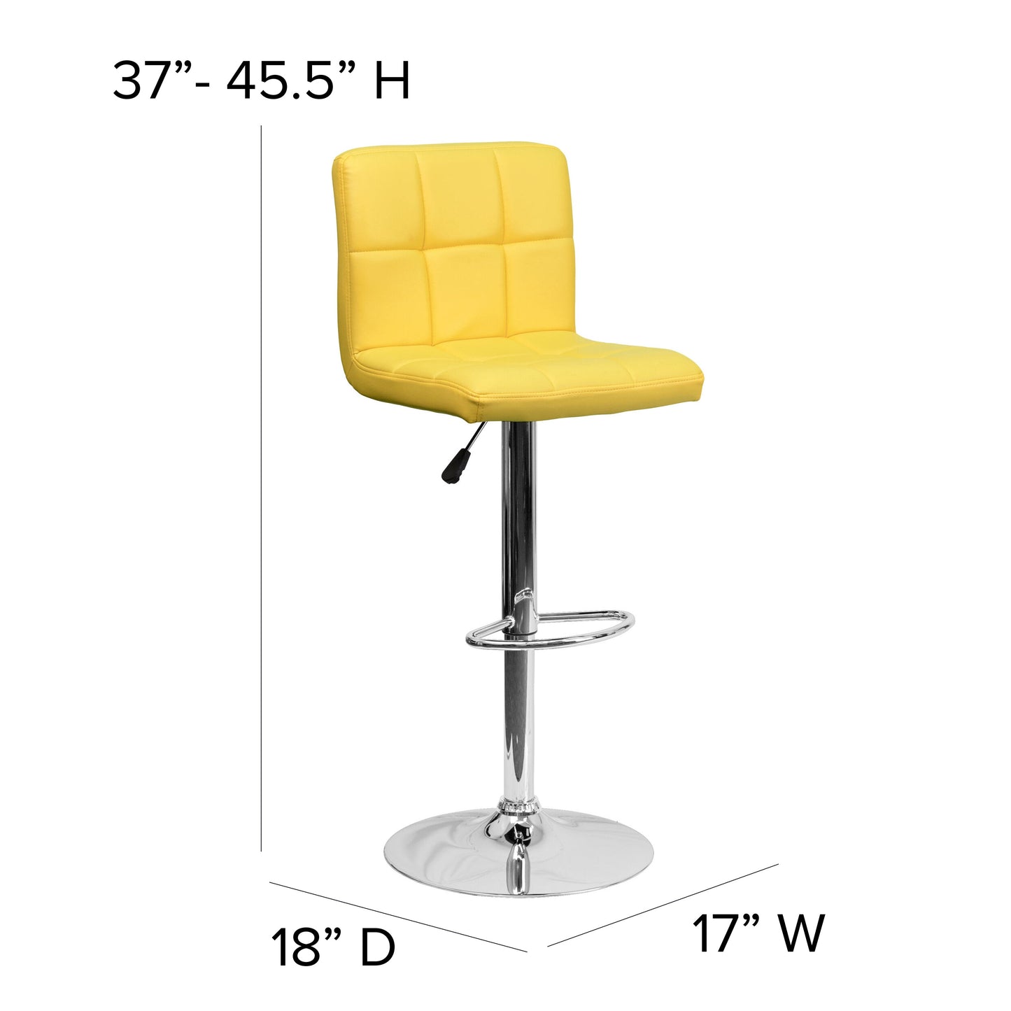 Yellow Quilted Vinyl Barstool DS-810-MOD-YEL-GG