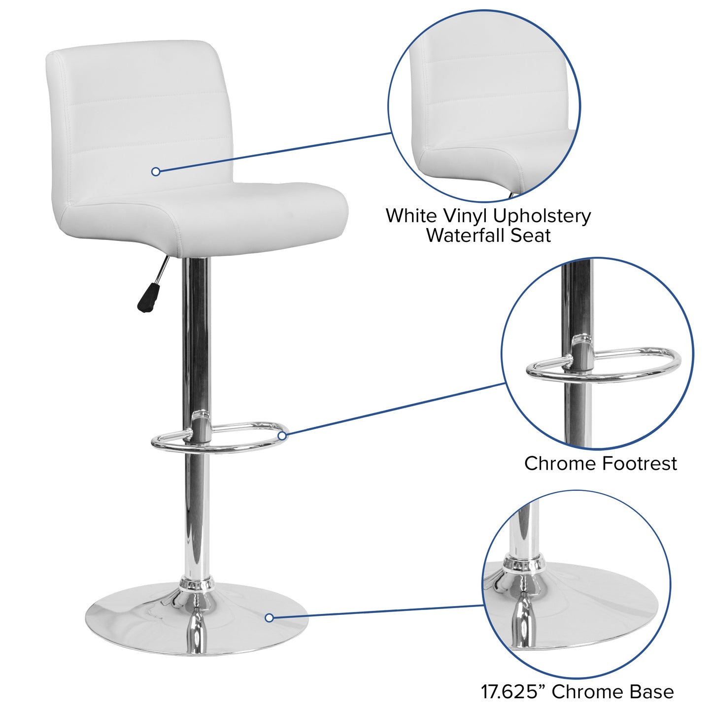 White Vinyl Barstool DS-8101B-WH-GG