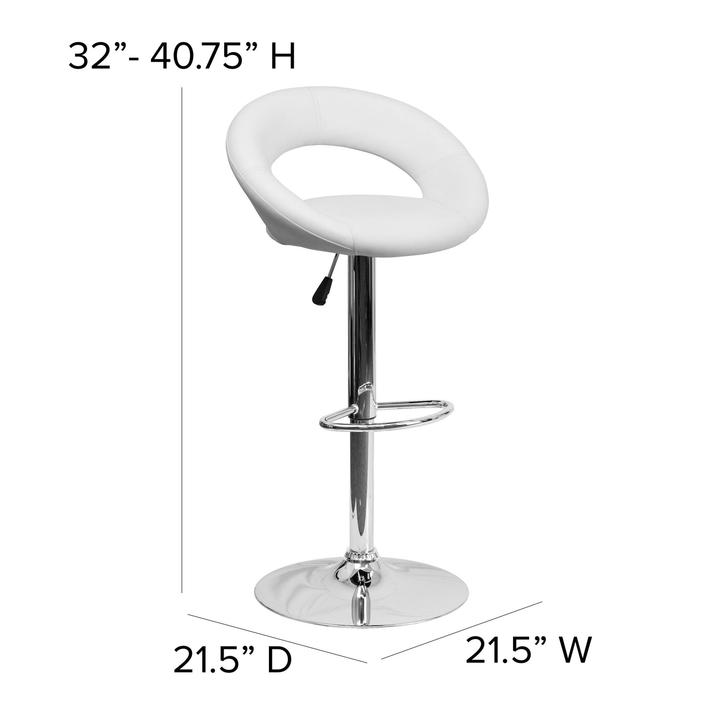 White Vinyl Barstool DS-811-WH-GG