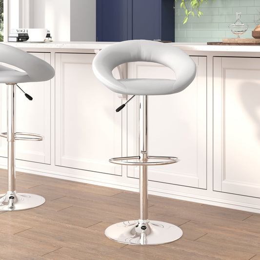 White Vinyl Barstool DS-811-WH-GG