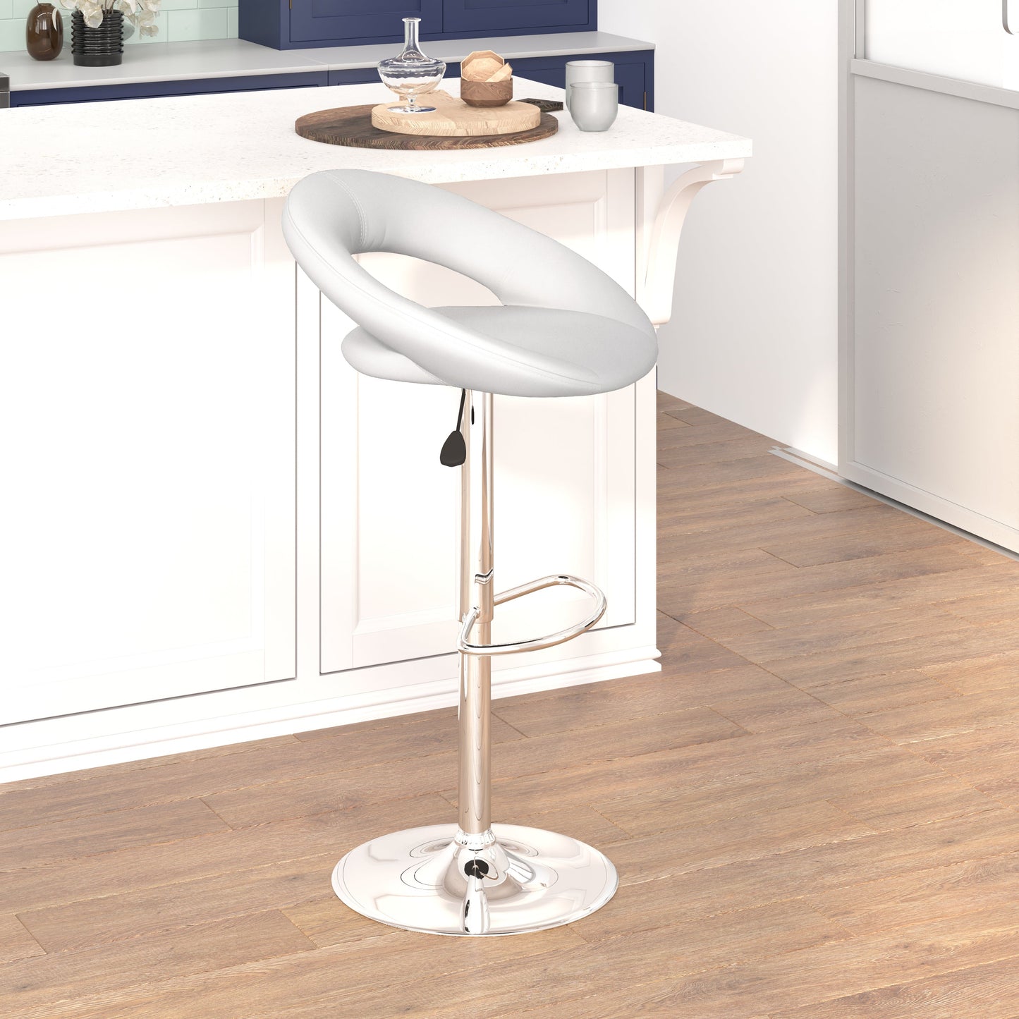 White Vinyl Barstool DS-811-WH-GG