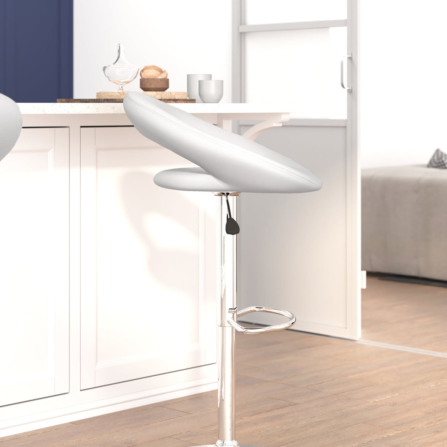 White Vinyl Barstool DS-811-WH-GG