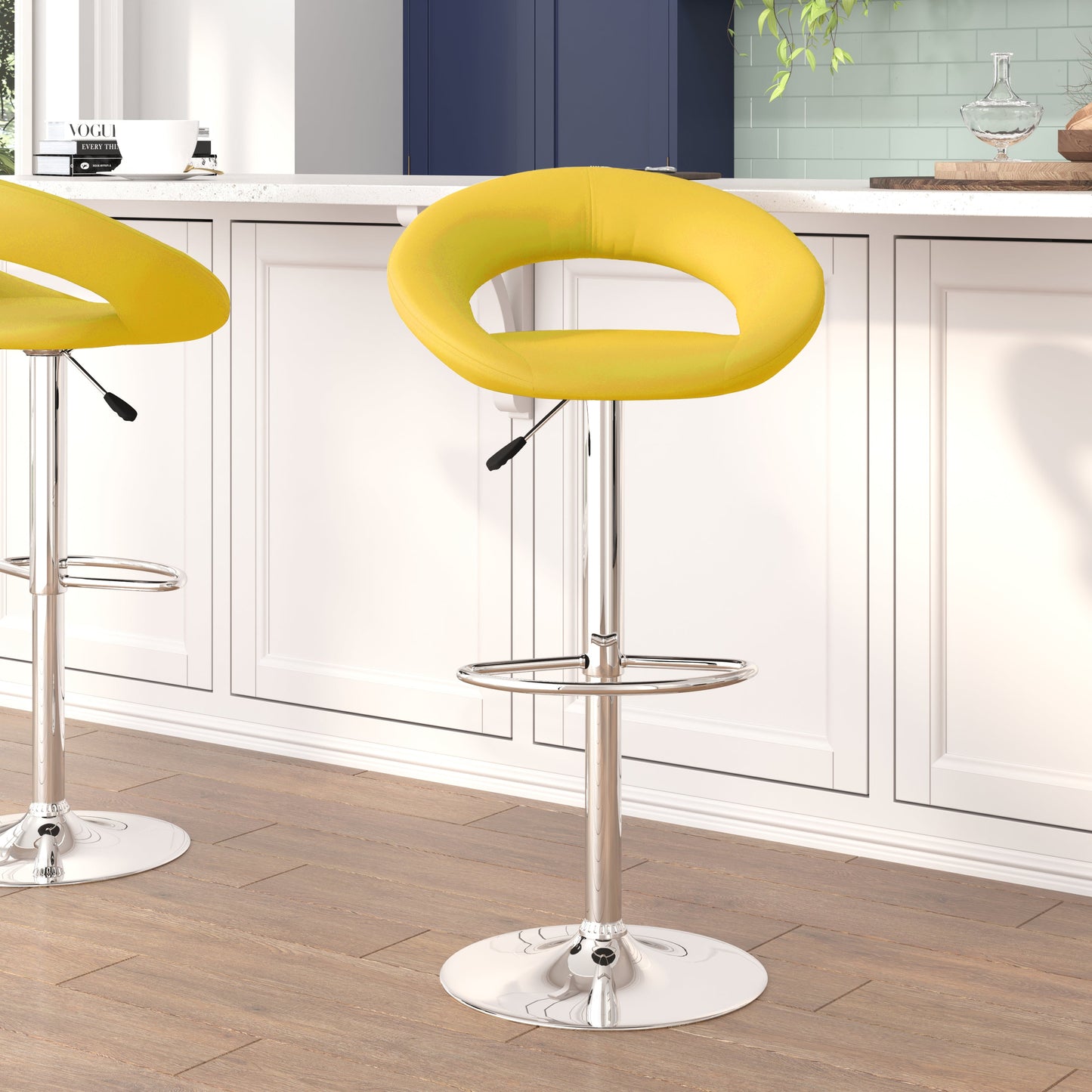 Yellow Vinyl Barstool DS-811-YEL-GG