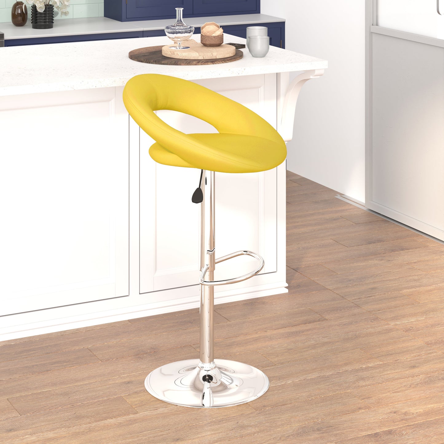 Yellow Vinyl Barstool DS-811-YEL-GG