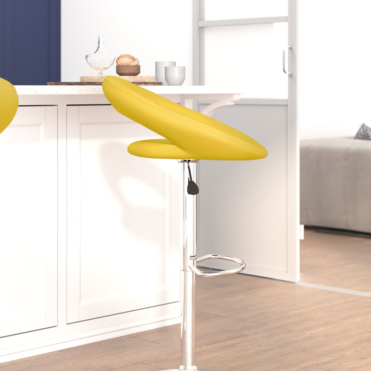 Yellow Vinyl Barstool DS-811-YEL-GG