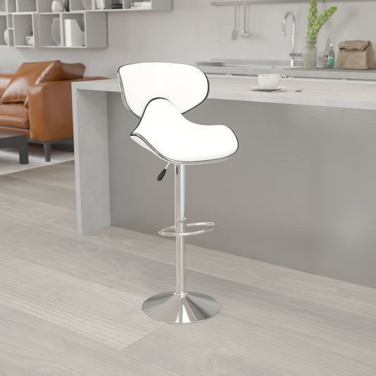 White Vinyl Barstool DS-815-WH-GG