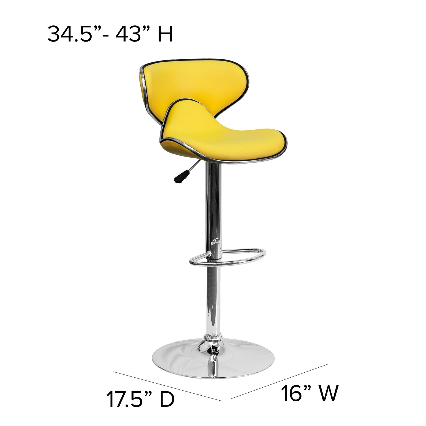 Yellow Vinyl Barstool DS-815-YEL-GG