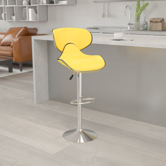 Yellow Vinyl Barstool DS-815-YEL-GG