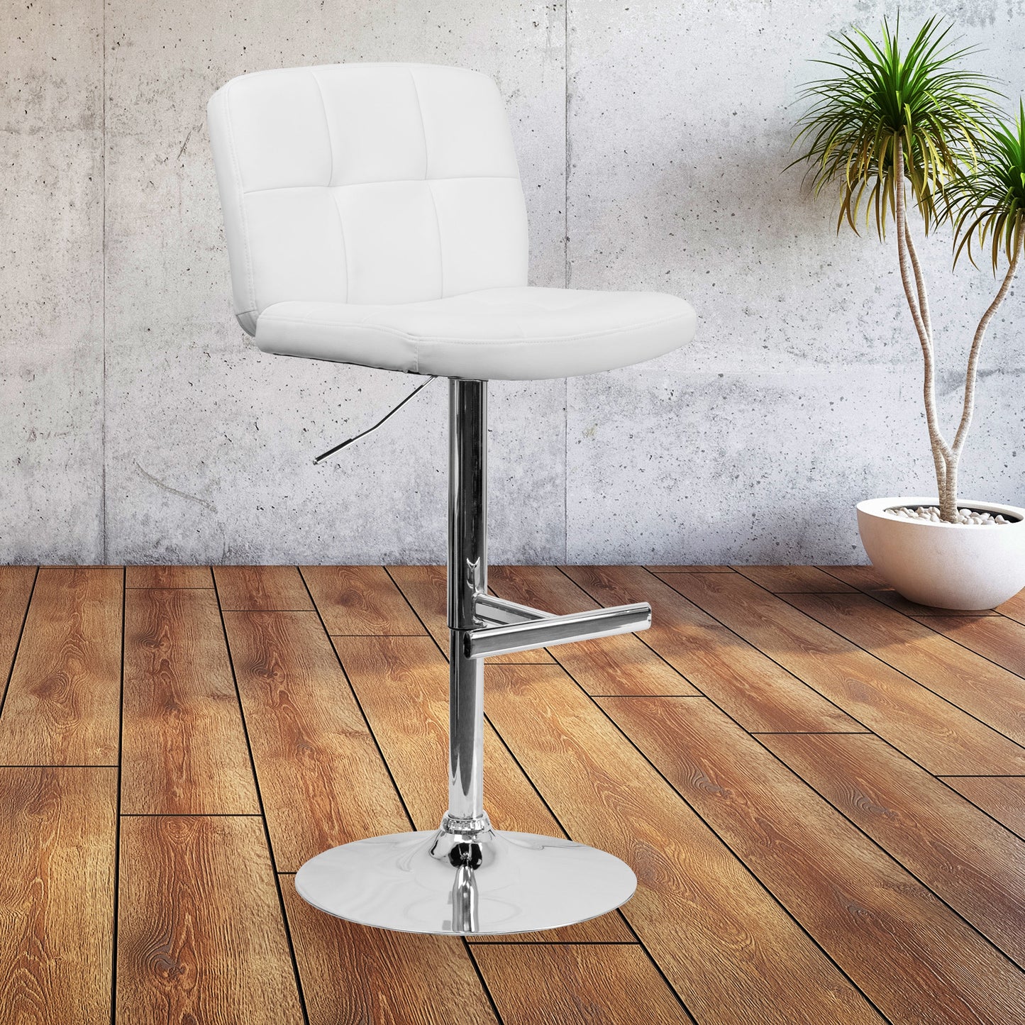 White Vinyl Barstool DS-829-WH-GG