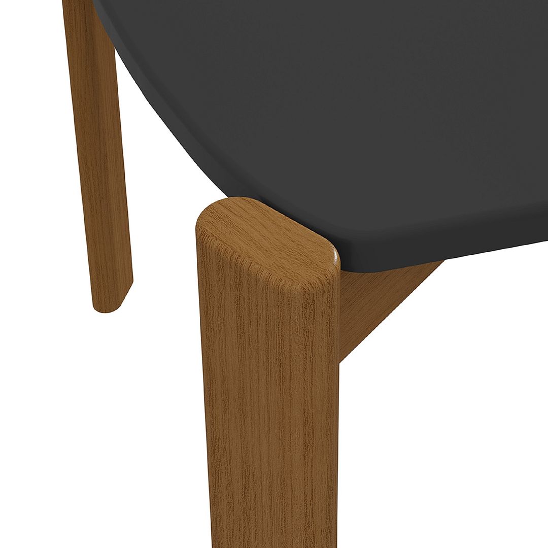 Manhattan Comfort Mid-Century Modern Gales 70.87 Dining Table with Solid Wood Legs in Matte Black