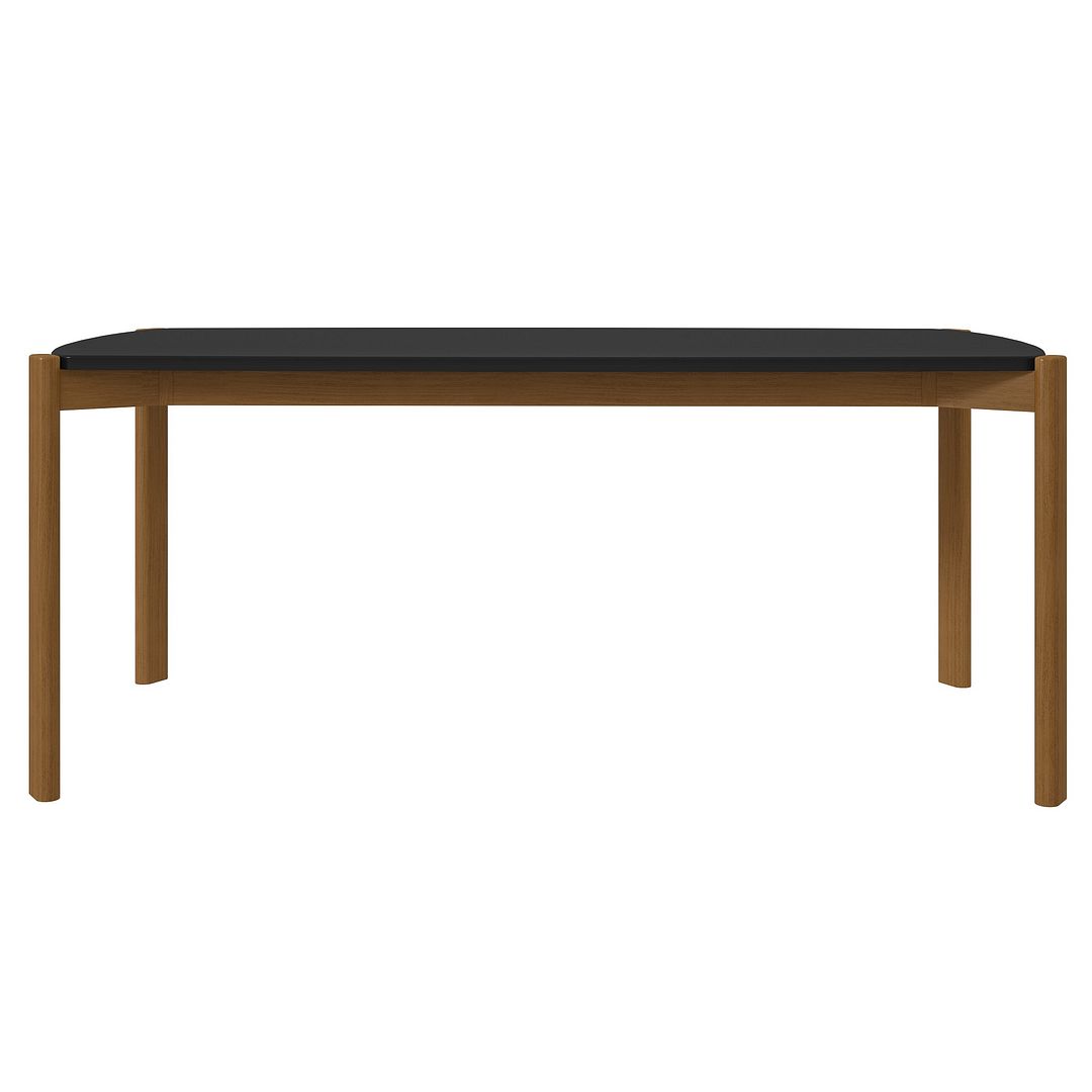 Manhattan Comfort Mid-Century Modern Gales 70.87 Dining Table with Solid Wood Legs in Matte Black