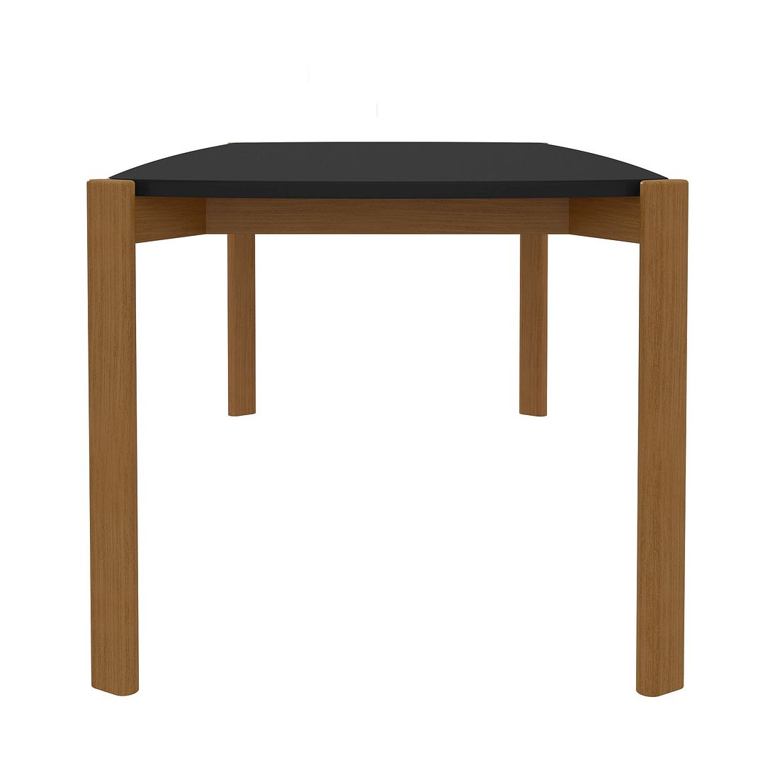 Manhattan Comfort Mid-Century Modern Gales 70.87 Dining Table with Solid Wood Legs in Matte Black