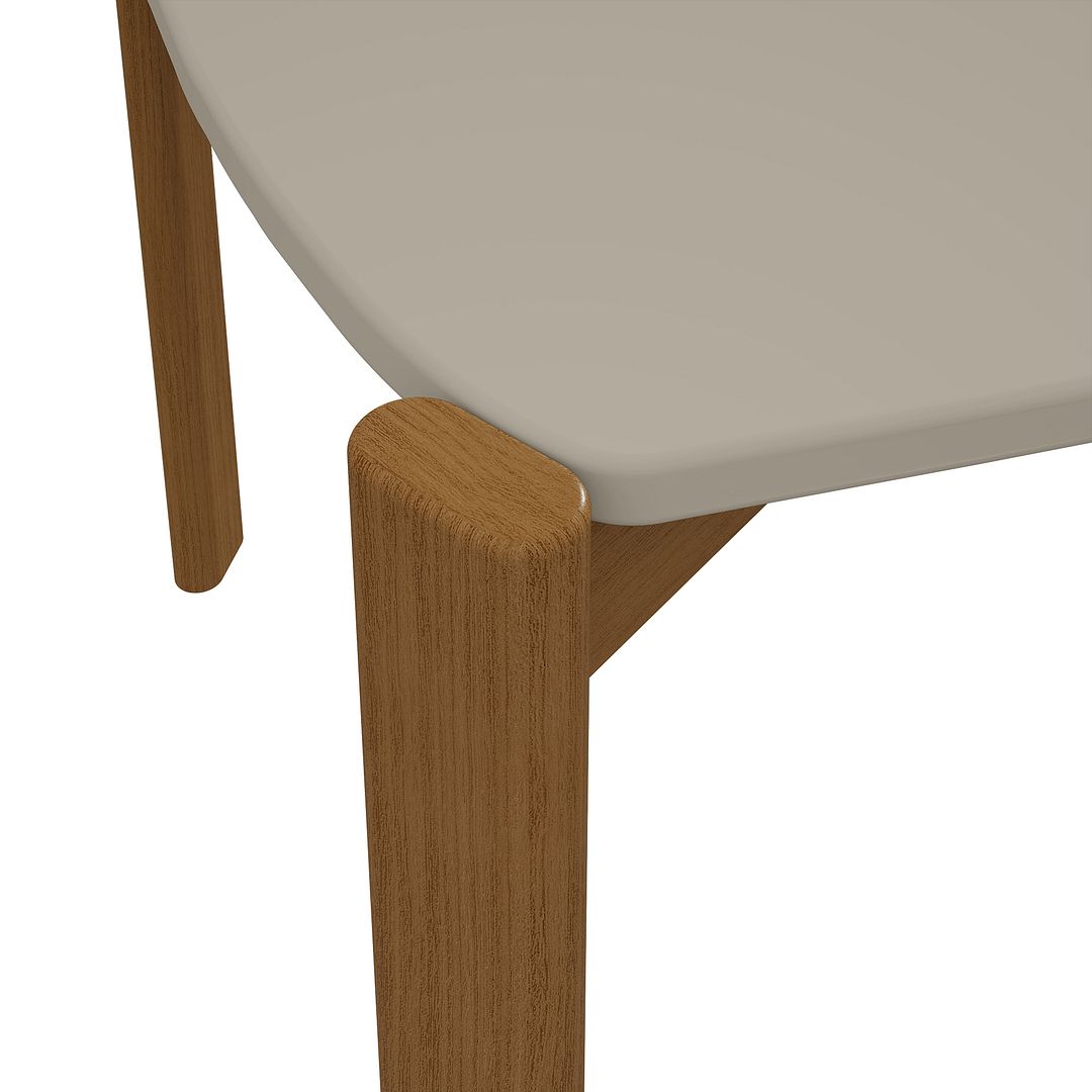 Manhattan Comfort Mid-Century Modern Gales 70.87 Dining Table with Solid Wood Legs in Greige