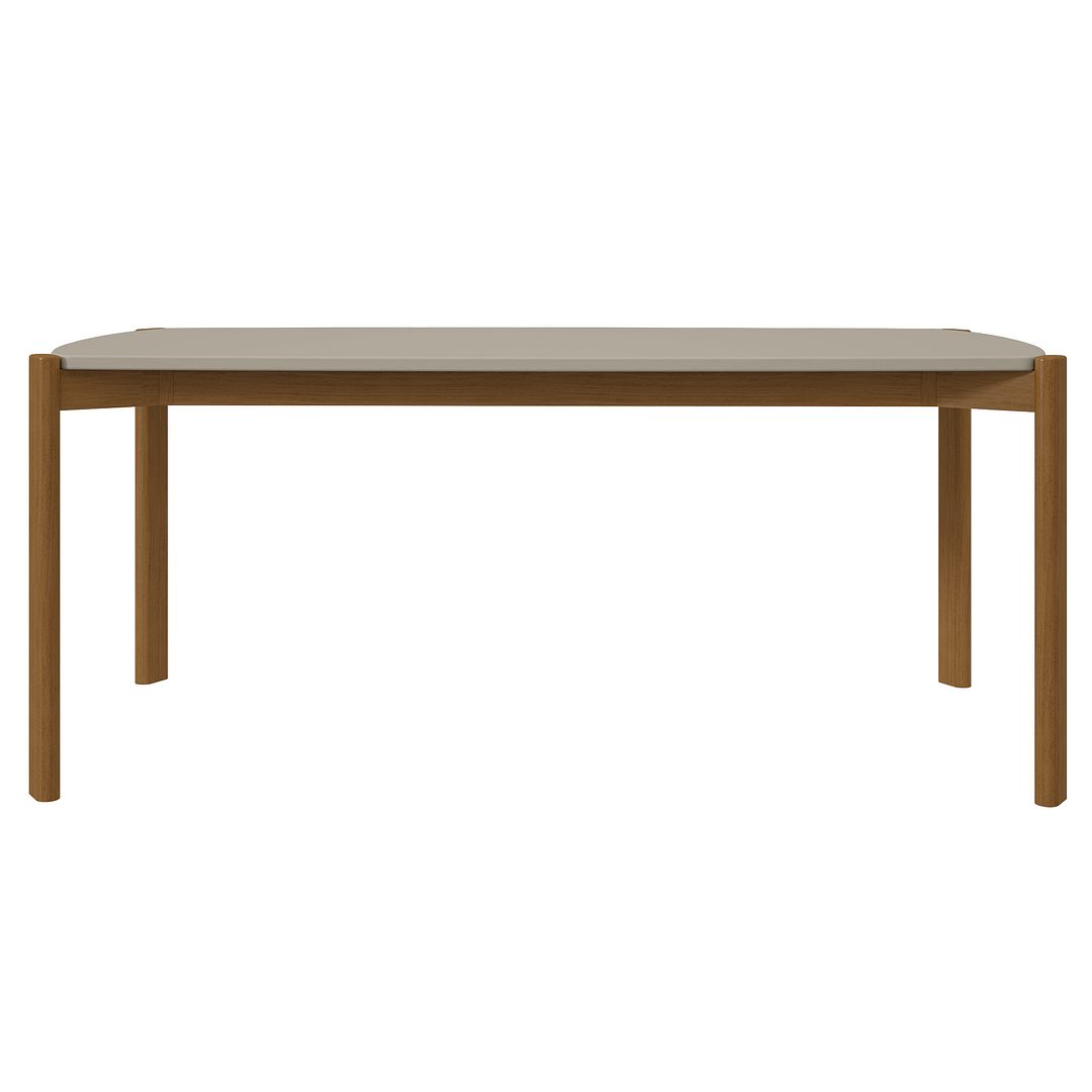 Manhattan Comfort Mid-Century Modern Gales 70.87 Dining Table with Solid Wood Legs in Greige