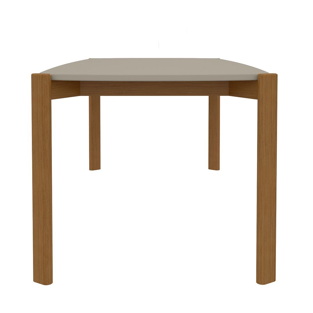 Manhattan Comfort Mid-Century Modern Gales 70.87 Dining Table with Solid Wood Legs in Greige