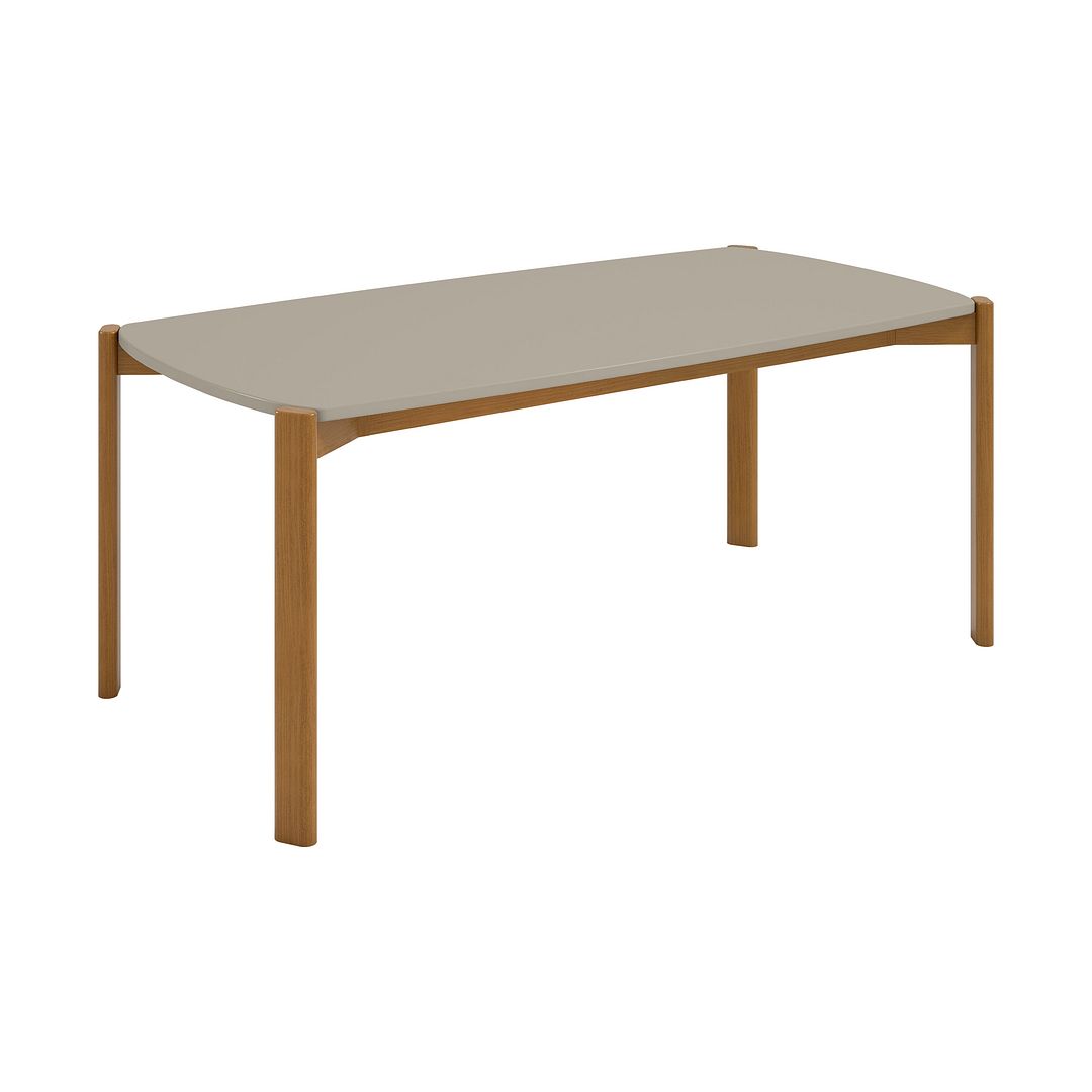 Manhattan Comfort Mid-Century Modern Gales 70.87 Dining Table with Solid Wood Legs in Greige