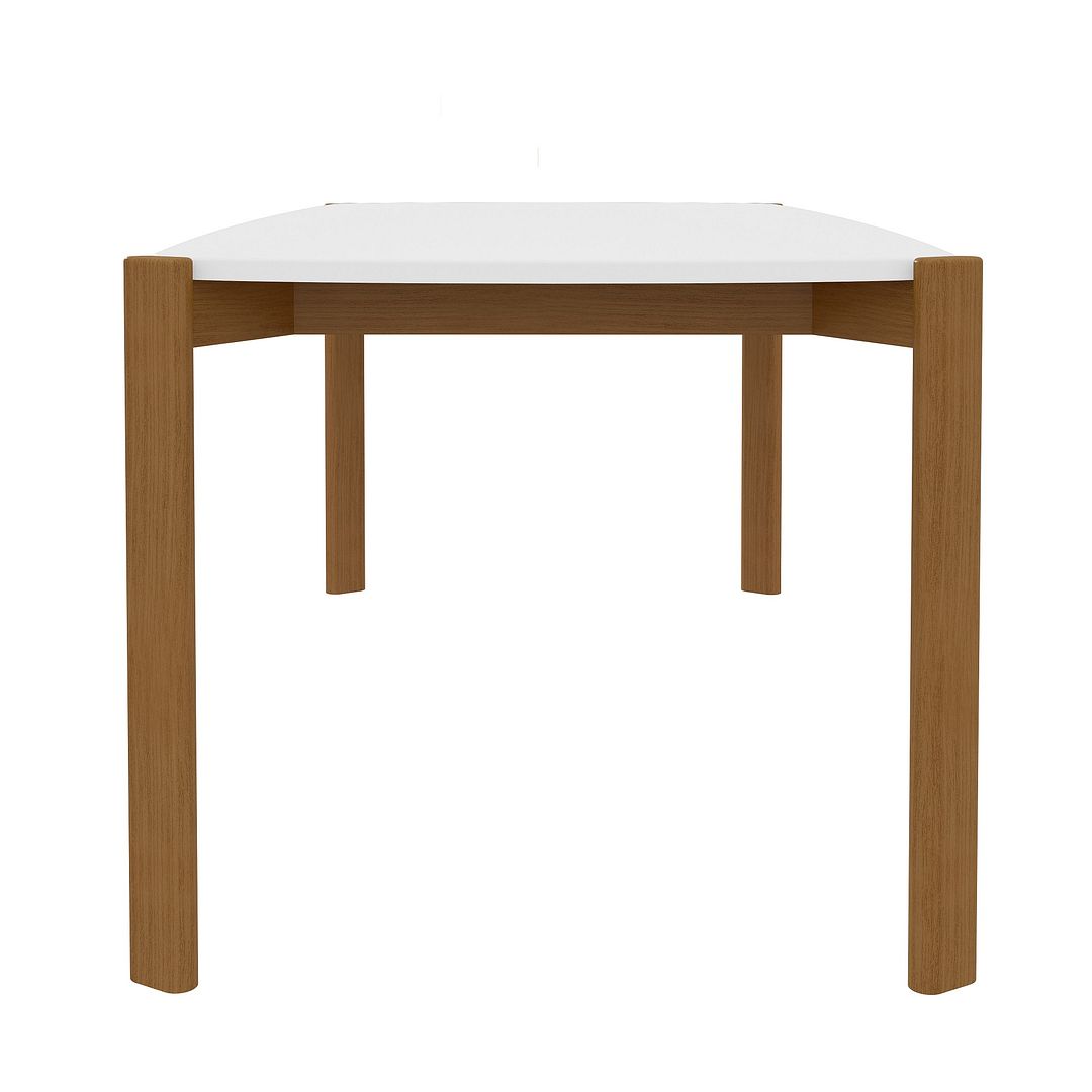 Manhattan Comfort Mid-Century Modern Gales 70.87 Dining Table with Solid Wood Legs in Matte White