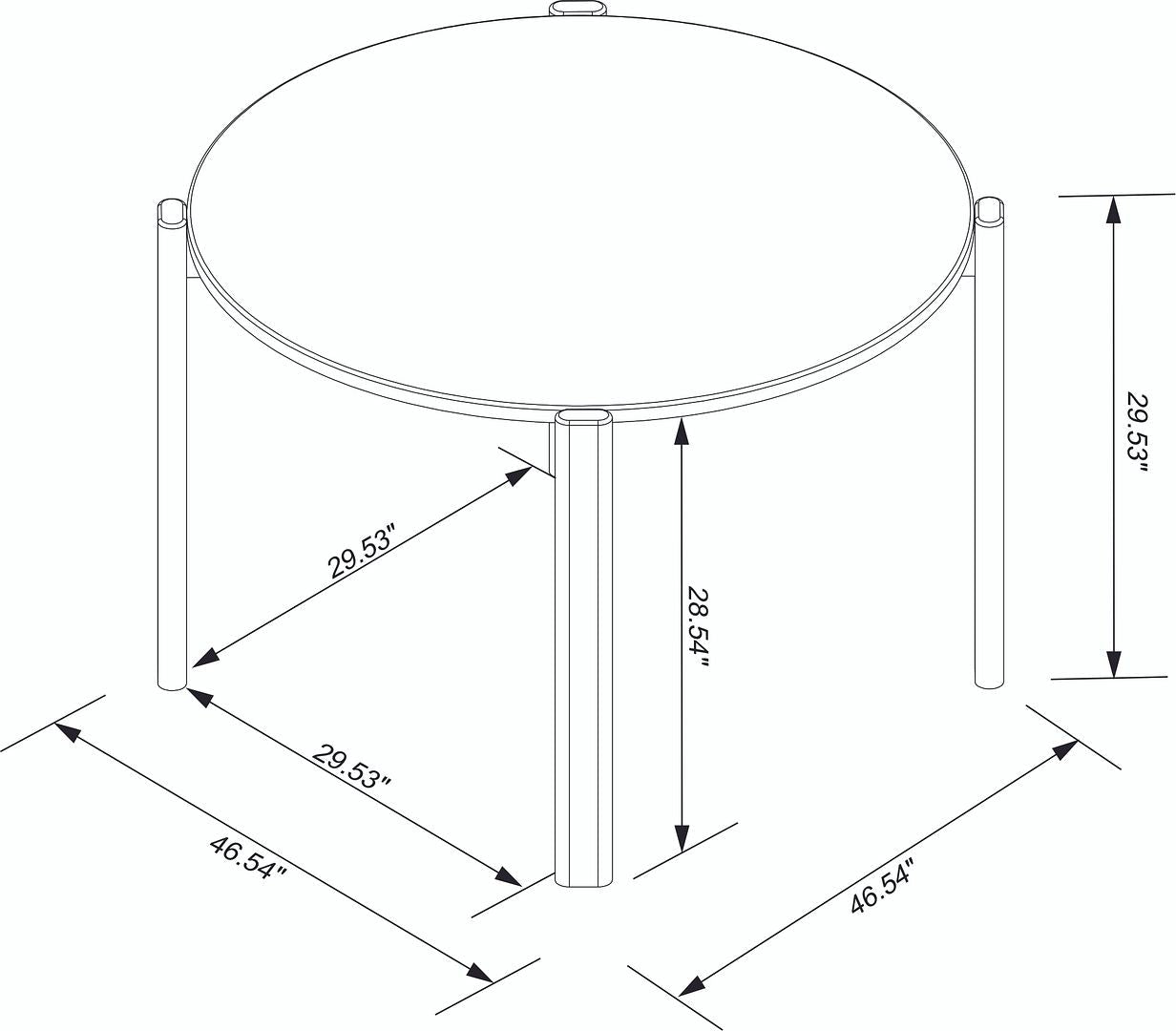 Manhattan Comfort Mid-Century Modern Gales Round 46.54 Dining Table with Solid Wood Legs in Matte Black