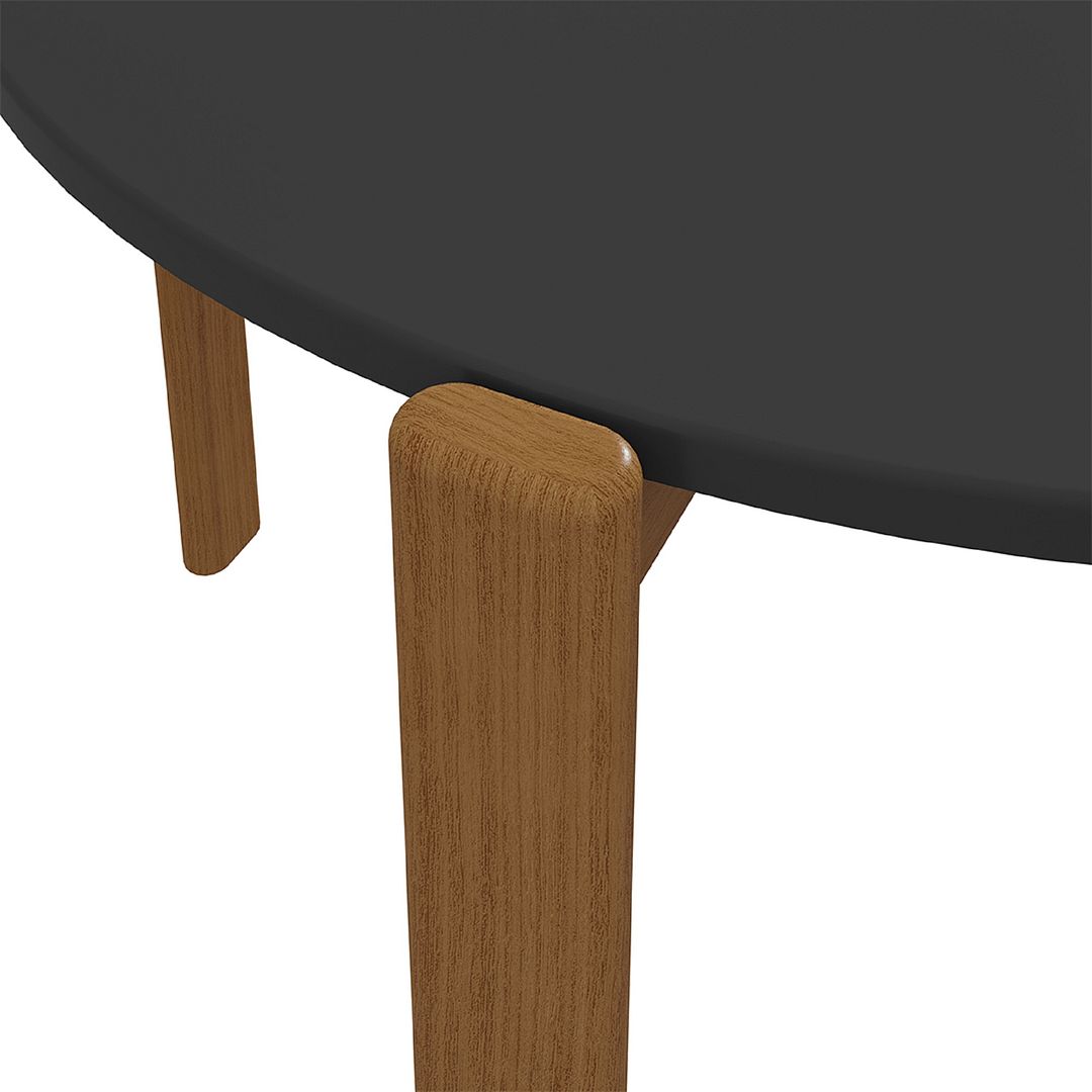 Manhattan Comfort Mid-Century Modern Gales Round 46.54 Dining Table with Solid Wood Legs in Matte Black