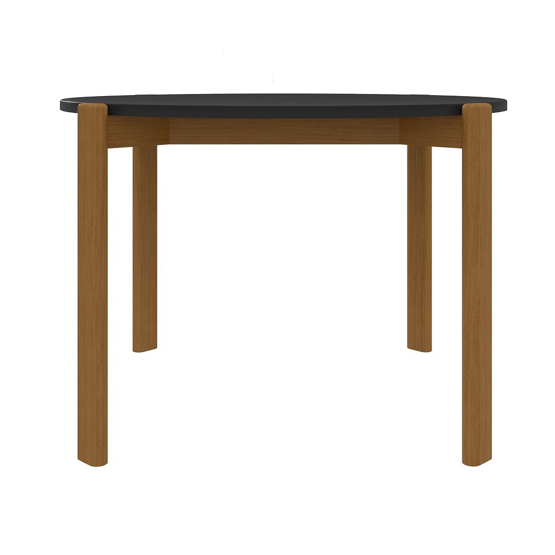 Manhattan Comfort Mid-Century Modern Gales Round 46.54 Dining Table with Solid Wood Legs in Matte Black