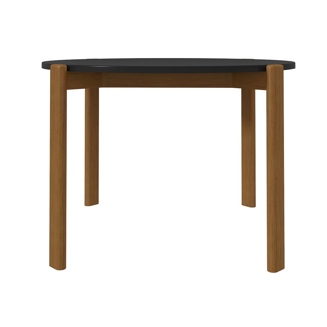 Manhattan Comfort Mid-Century Modern Gales Round 46.54 Dining Table with Solid Wood Legs in Matte Black