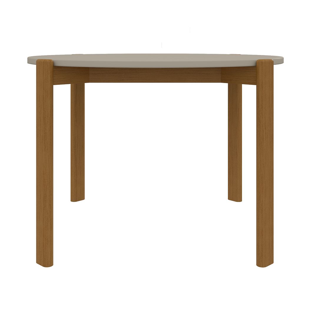 Manhattan Comfort Mid-Century Modern Gales Round 46.54 Dining Table with Solid Wood Legs in Greige