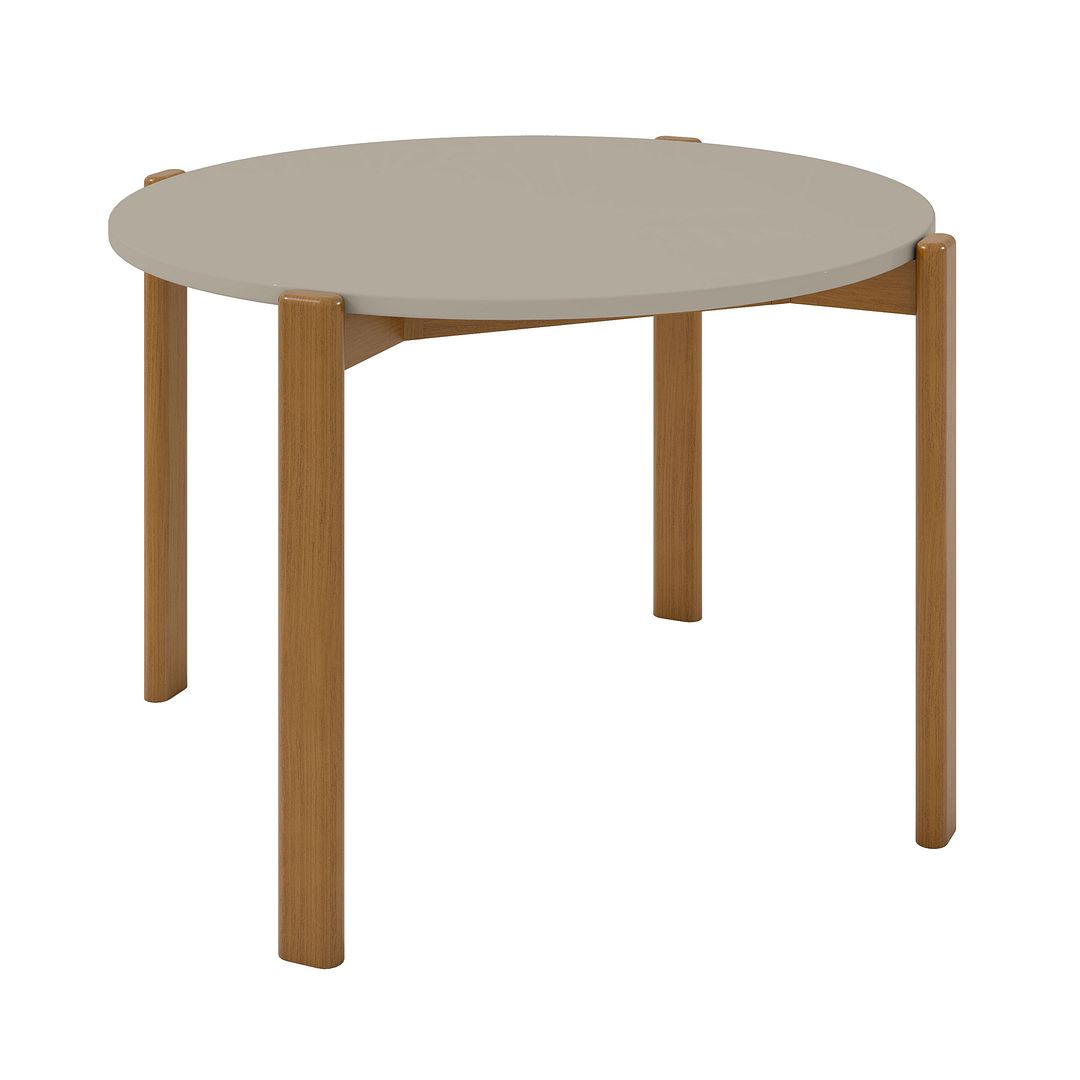 Manhattan Comfort Mid-Century Modern Gales Round 46.54 Dining Table with Solid Wood Legs in Greige