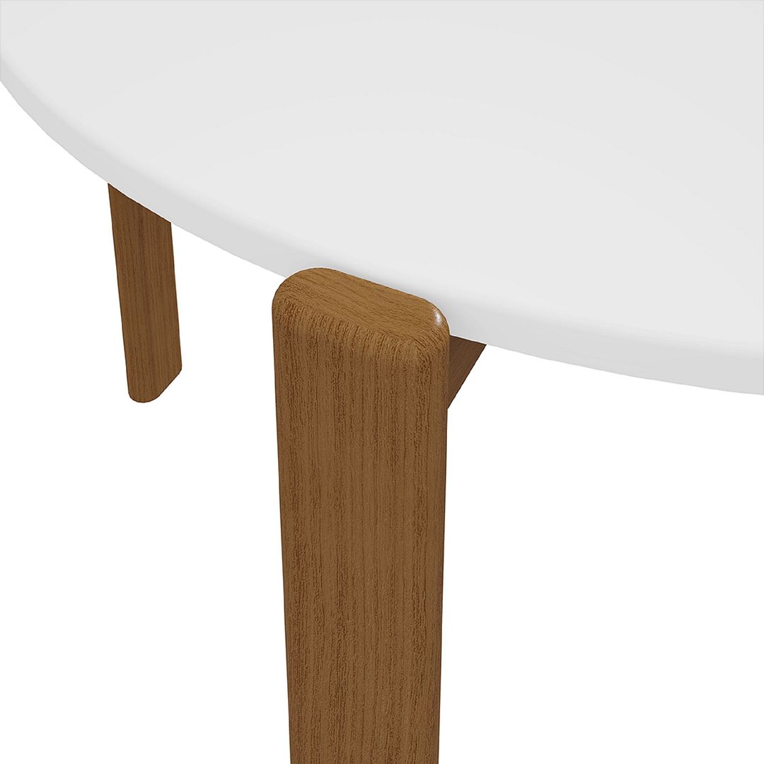 Manhattan Comfort Mid-Century Modern Gales Round 46.54 Dining Table with Solid Wood Legs in Matte White