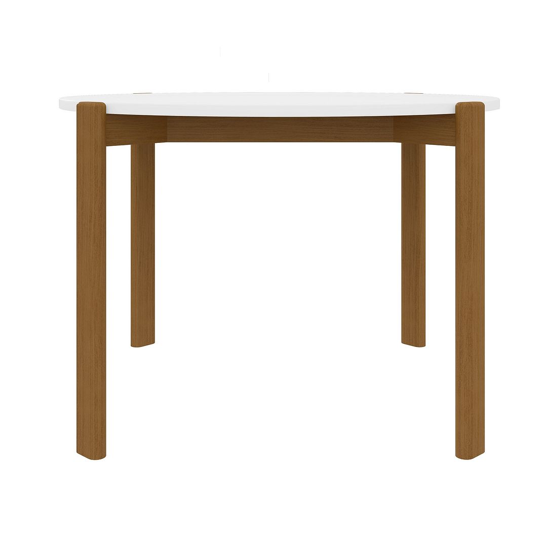 Manhattan Comfort Mid-Century Modern Gales Round 46.54 Dining Table with Solid Wood Legs in Matte White