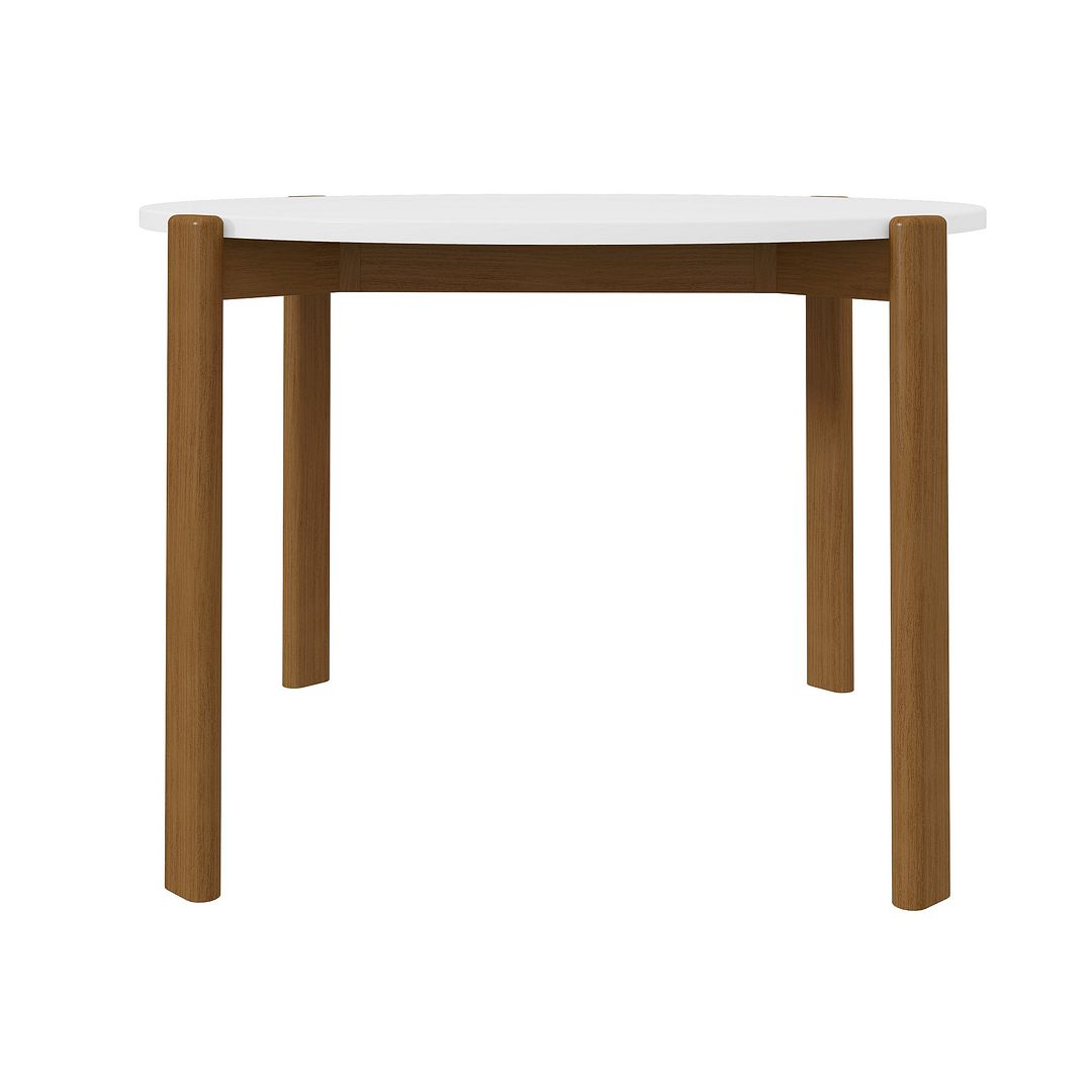 Manhattan Comfort Mid-Century Modern Gales Round 46.54 Dining Table with Solid Wood Legs in Matte White