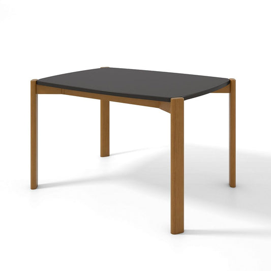 Manhattan Comfort Mid-Century Modern Gales 47.24 Dining Table with Solid Wood Legs in Matte Black