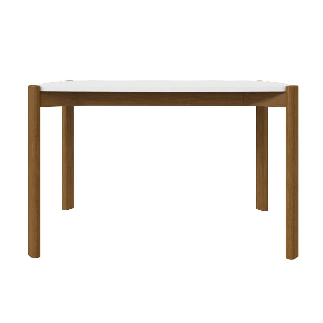 Manhattan Comfort Mid-Century Modern Gales 47.24 Dining Table with Solid Wood Legs in Matte White