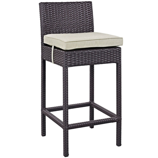 Convene Outdoor Patio Fabric Bar Stool Espresso Beige EEI-1006-EXP-BEI