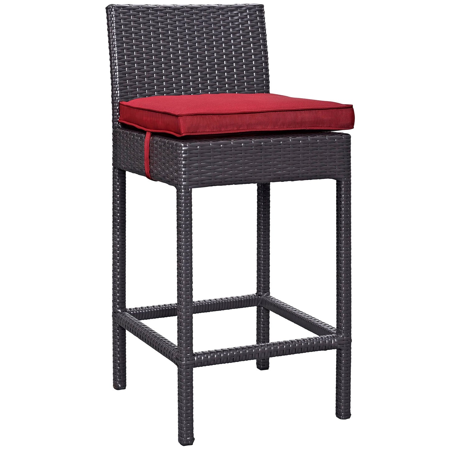 Convene Outdoor Patio Fabric Bar Stool Espresso Red EEI-1006-EXP-RED