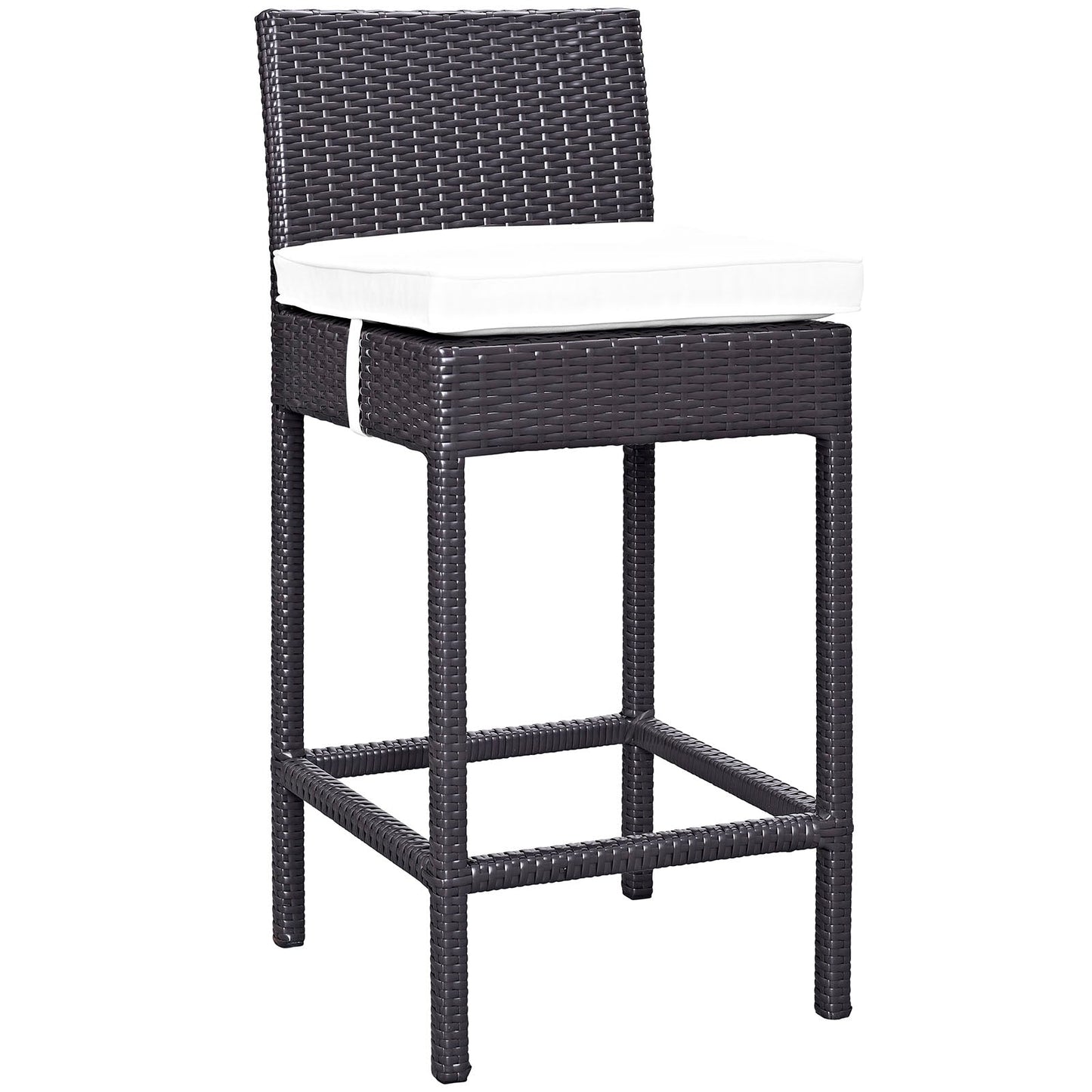 Convene Outdoor Patio Fabric Bar Stool Espresso White EEI-1006-EXP-WHI