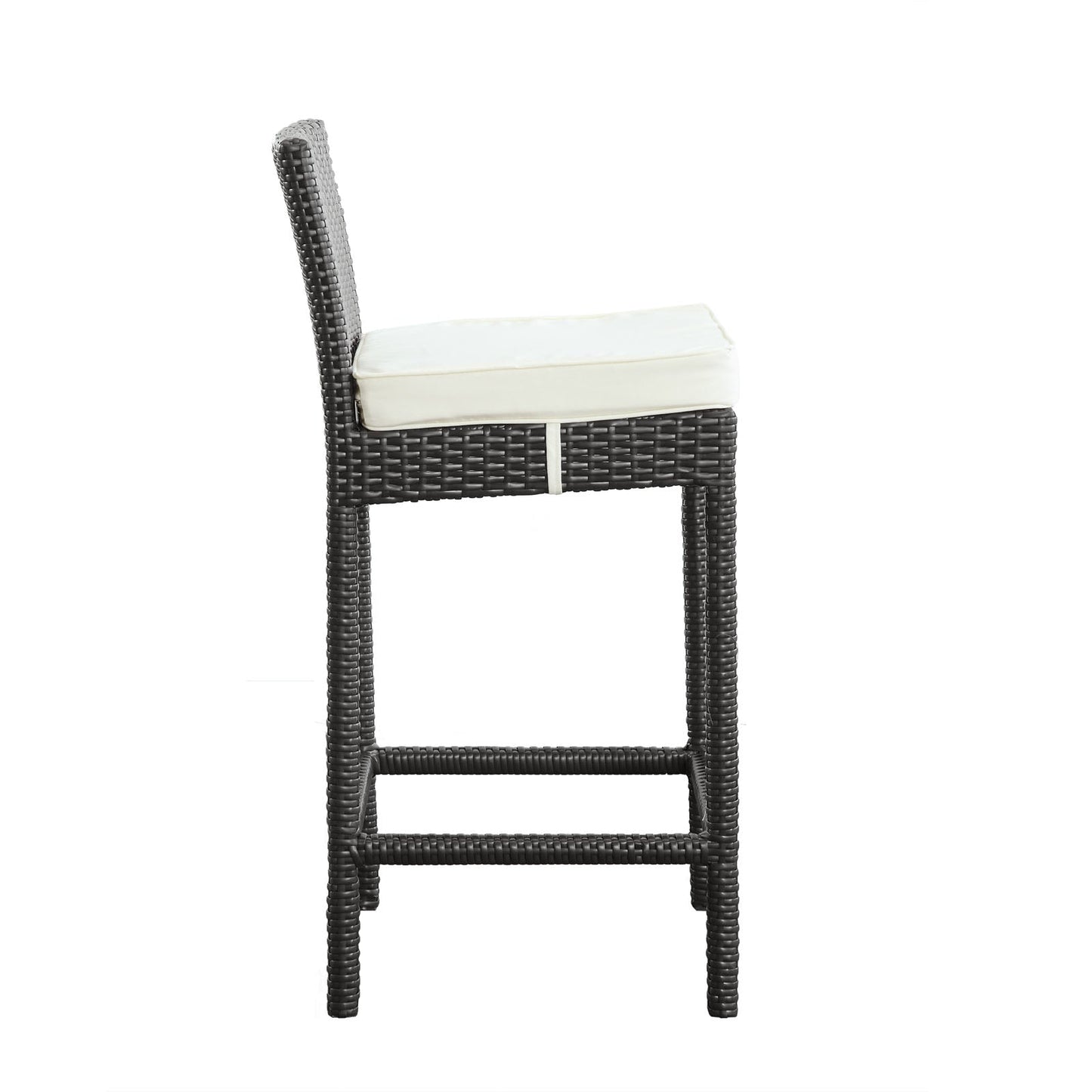 Convene Outdoor Patio Fabric Bar Stool Espresso White EEI-1006-EXP-WHI