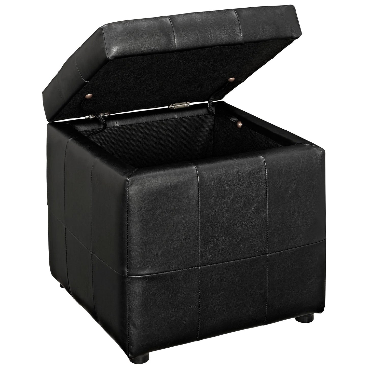 Volt Storage Upholstered Vinyl Ottoman Black EEI-1044-BLK