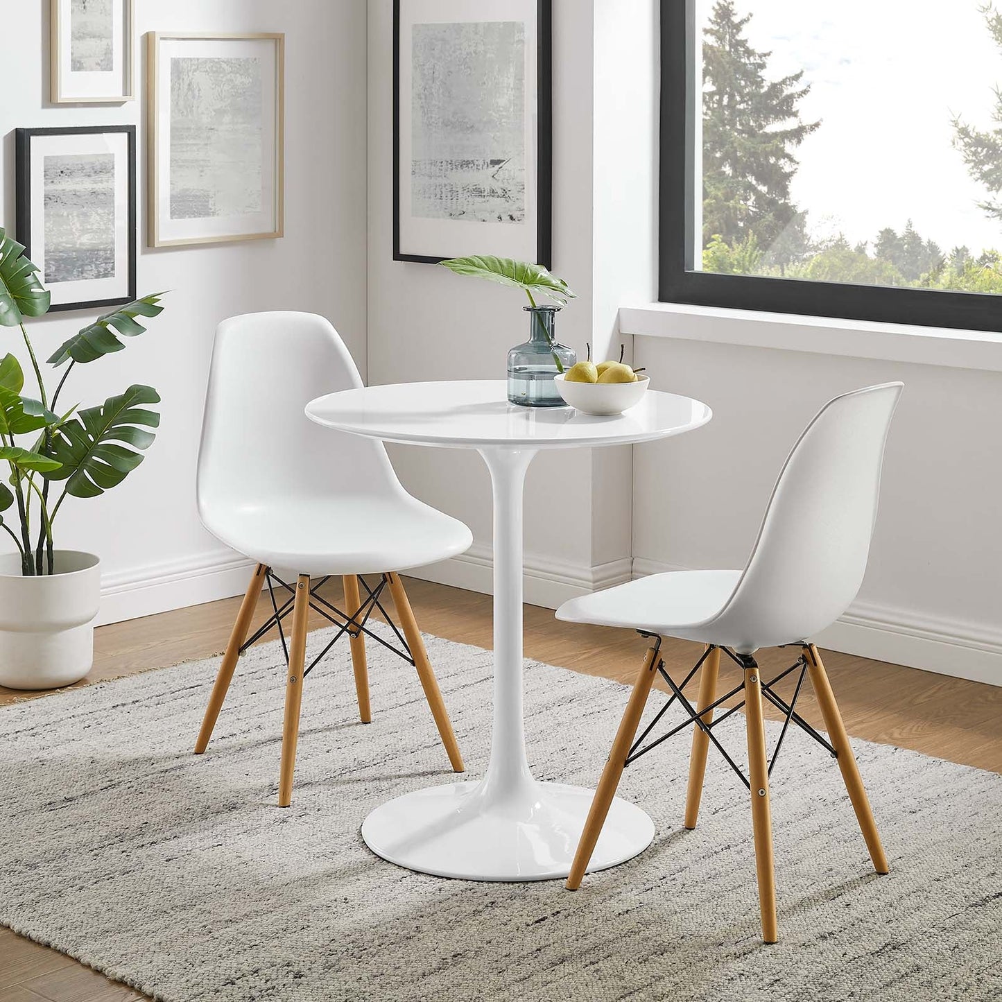 Lippa 28" Round Wood Top Dining Table White EEI-1115-WHI