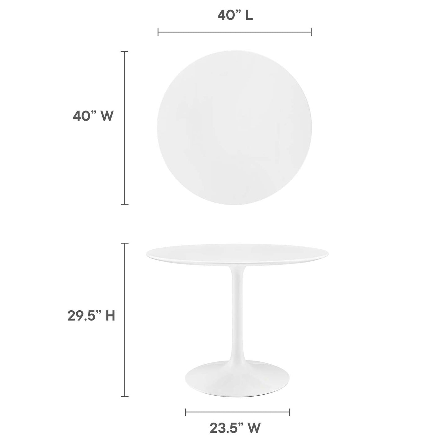 Lippa 40" Round Wood Top Dining Table White EEI-1117-WHI