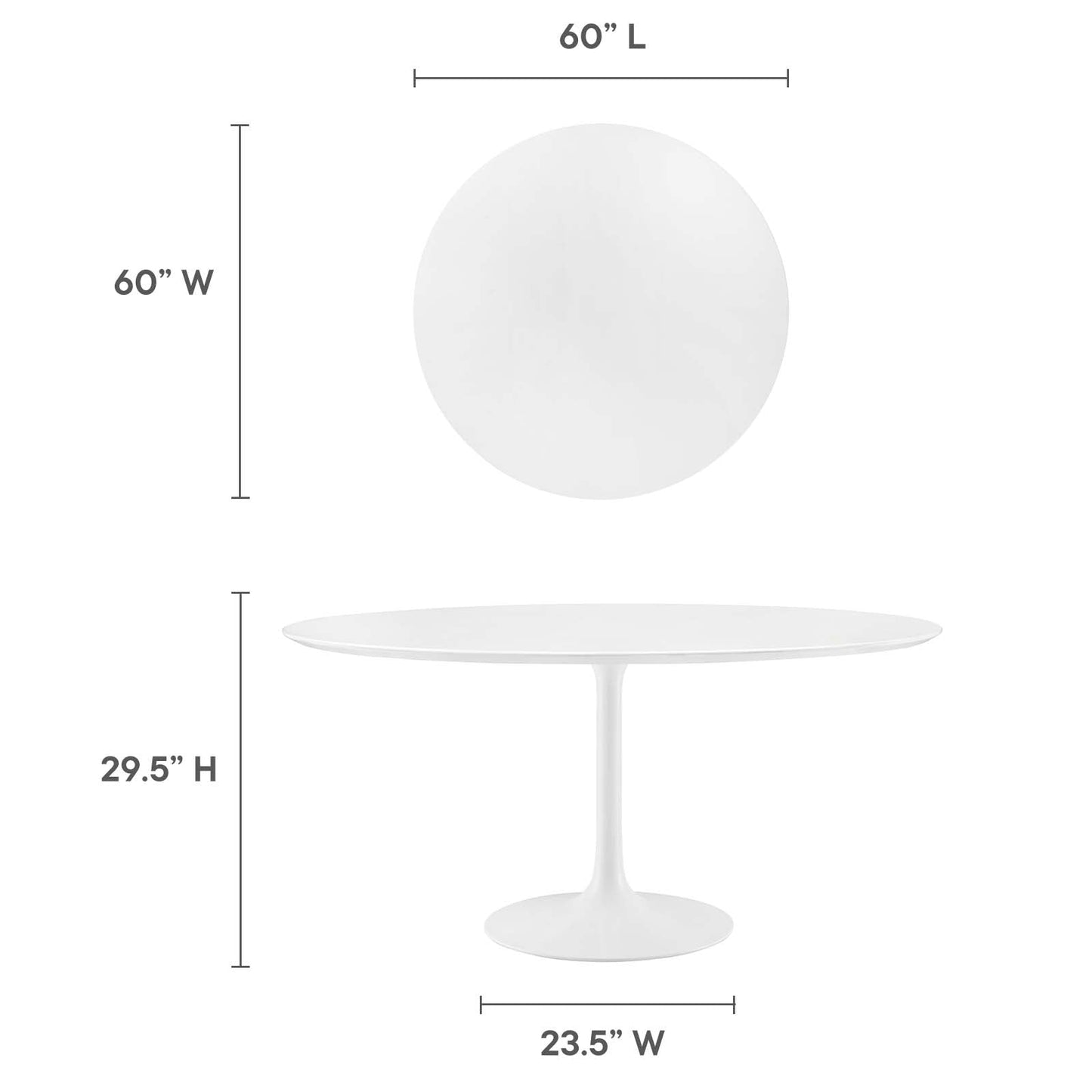 Lippa 60" Round Wood Top Dining Table White EEI-1120-WHI