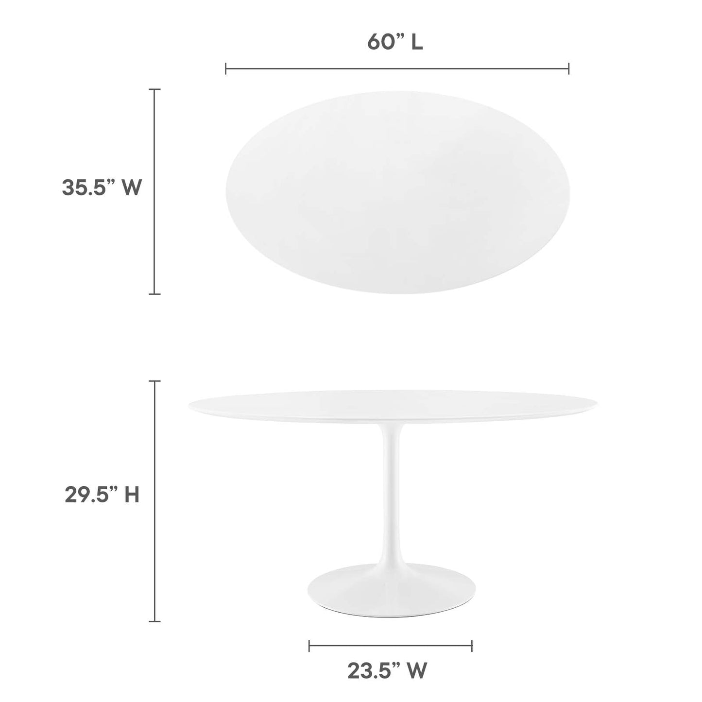 Lippa 60" Oval Wood Top Dining Table White EEI-1121-WHI