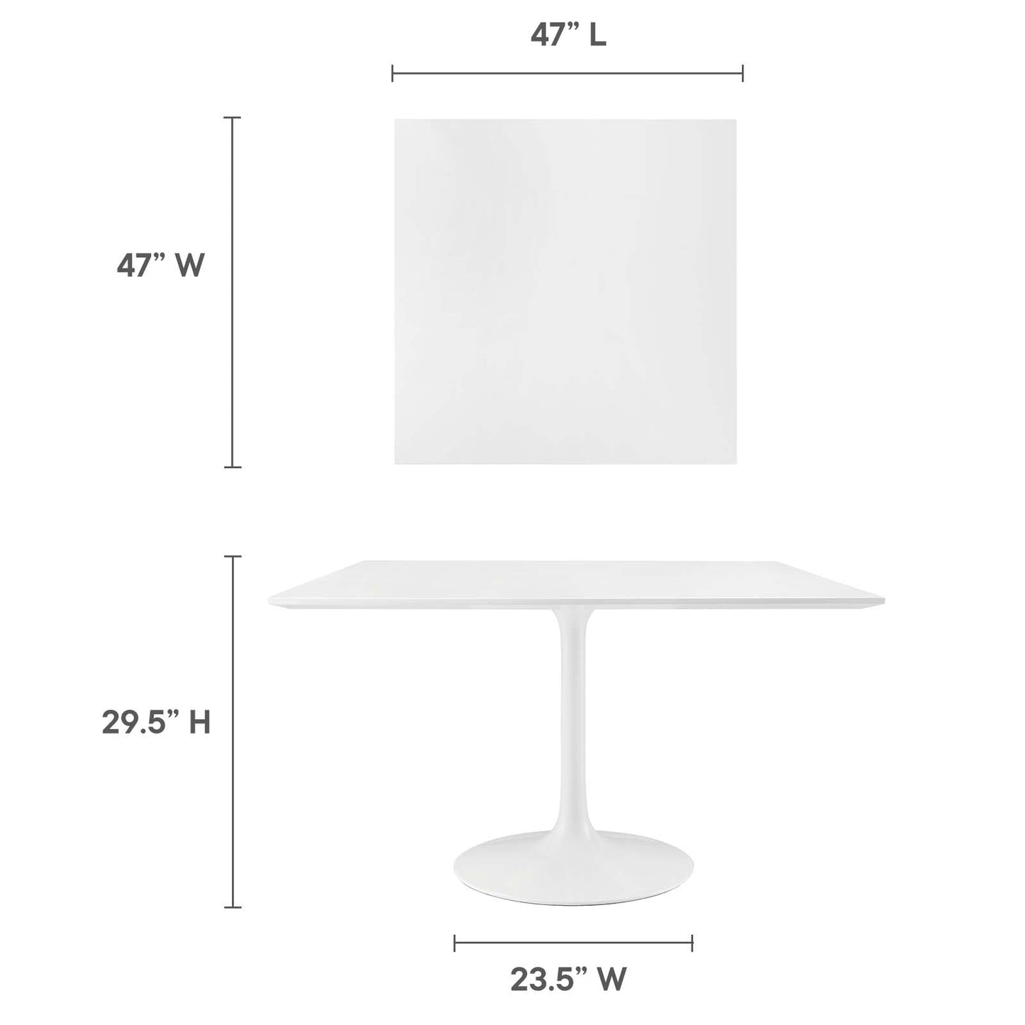 Lippa 47" Square Wood Top Dining Table White EEI-1125-WHI